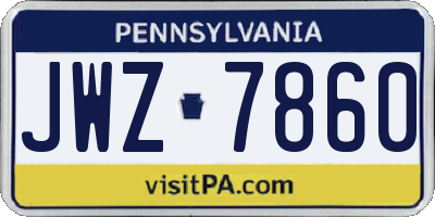 PA license plate JWZ7860