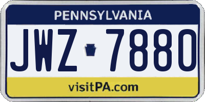 PA license plate JWZ7880