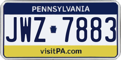 PA license plate JWZ7883
