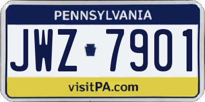 PA license plate JWZ7901
