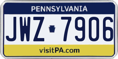 PA license plate JWZ7906