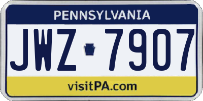 PA license plate JWZ7907