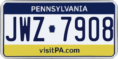 PA license plate JWZ7908