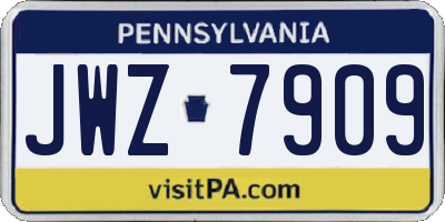 PA license plate JWZ7909