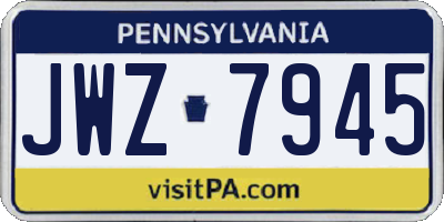PA license plate JWZ7945