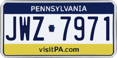 PA license plate JWZ7971
