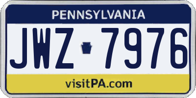 PA license plate JWZ7976