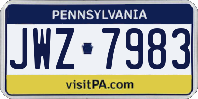 PA license plate JWZ7983