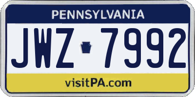 PA license plate JWZ7992