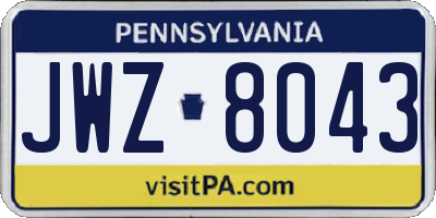 PA license plate JWZ8043