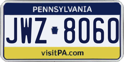 PA license plate JWZ8060