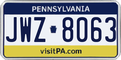 PA license plate JWZ8063