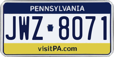 PA license plate JWZ8071