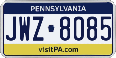 PA license plate JWZ8085