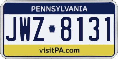 PA license plate JWZ8131