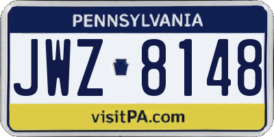 PA license plate JWZ8148