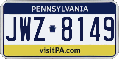 PA license plate JWZ8149