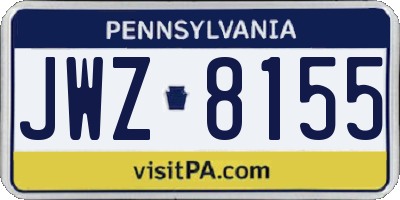 PA license plate JWZ8155