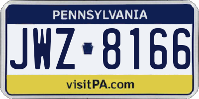 PA license plate JWZ8166