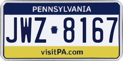 PA license plate JWZ8167