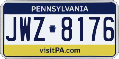 PA license plate JWZ8176
