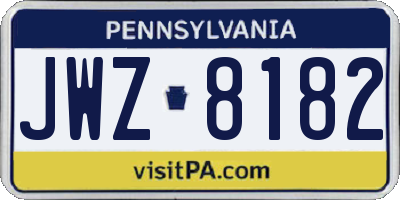 PA license plate JWZ8182