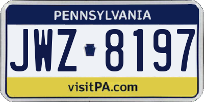 PA license plate JWZ8197