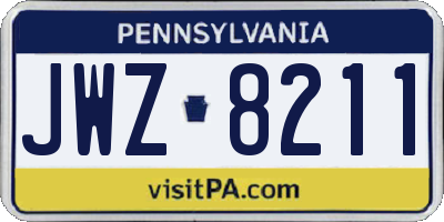 PA license plate JWZ8211