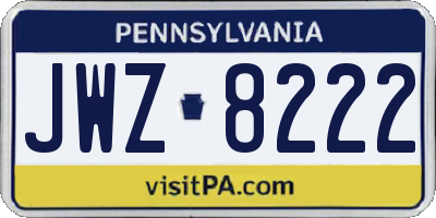 PA license plate JWZ8222