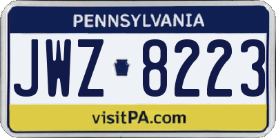 PA license plate JWZ8223