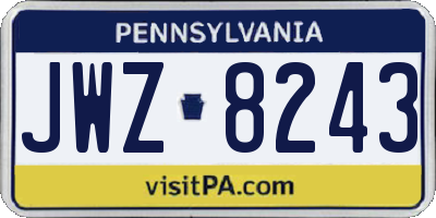 PA license plate JWZ8243