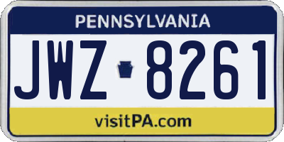PA license plate JWZ8261