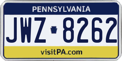 PA license plate JWZ8262