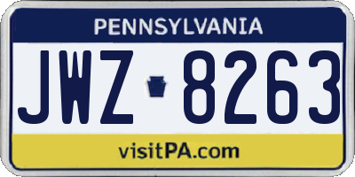 PA license plate JWZ8263