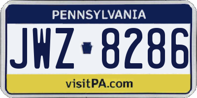 PA license plate JWZ8286