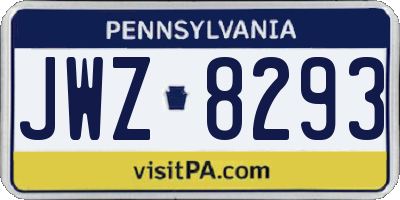 PA license plate JWZ8293