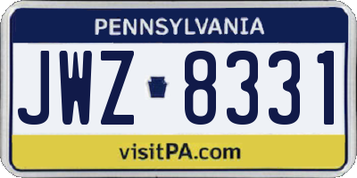 PA license plate JWZ8331