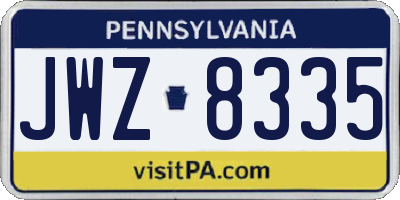 PA license plate JWZ8335