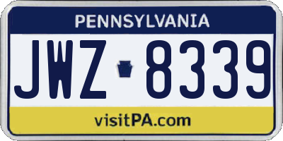 PA license plate JWZ8339