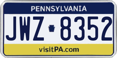 PA license plate JWZ8352