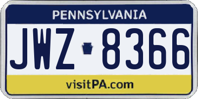 PA license plate JWZ8366