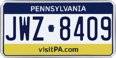 PA license plate JWZ8409