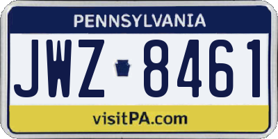 PA license plate JWZ8461
