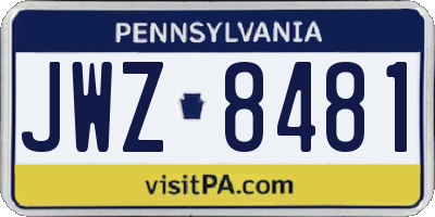 PA license plate JWZ8481