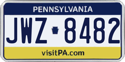 PA license plate JWZ8482