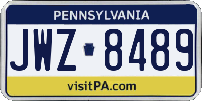 PA license plate JWZ8489