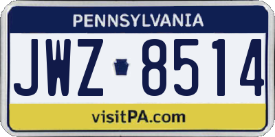 PA license plate JWZ8514