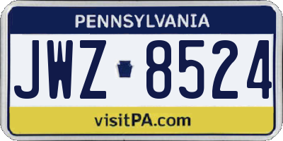 PA license plate JWZ8524