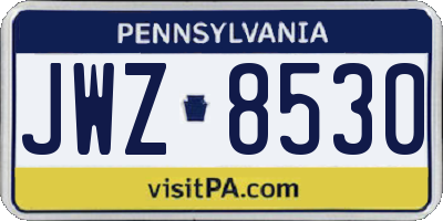 PA license plate JWZ8530