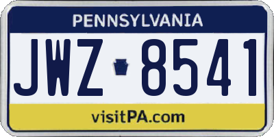 PA license plate JWZ8541